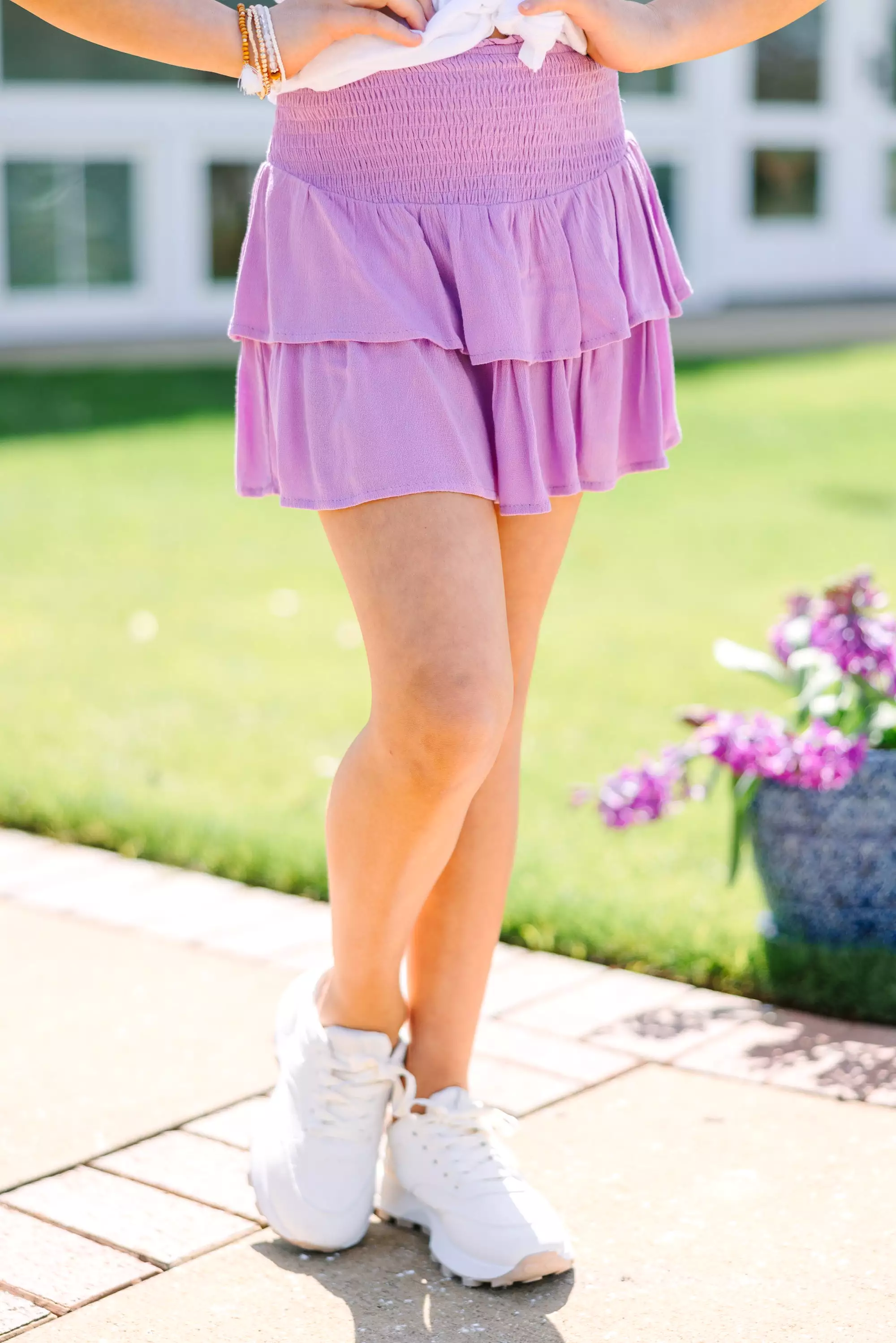 Girls: Spend Some Time Lavender Purple Tiered Skort