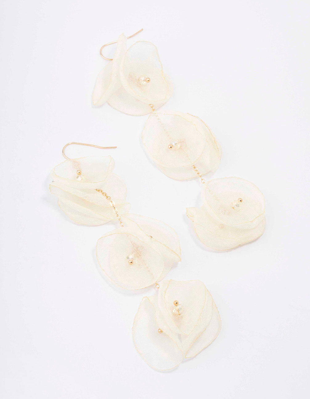 Gold & Cream Petal Drop Earrings