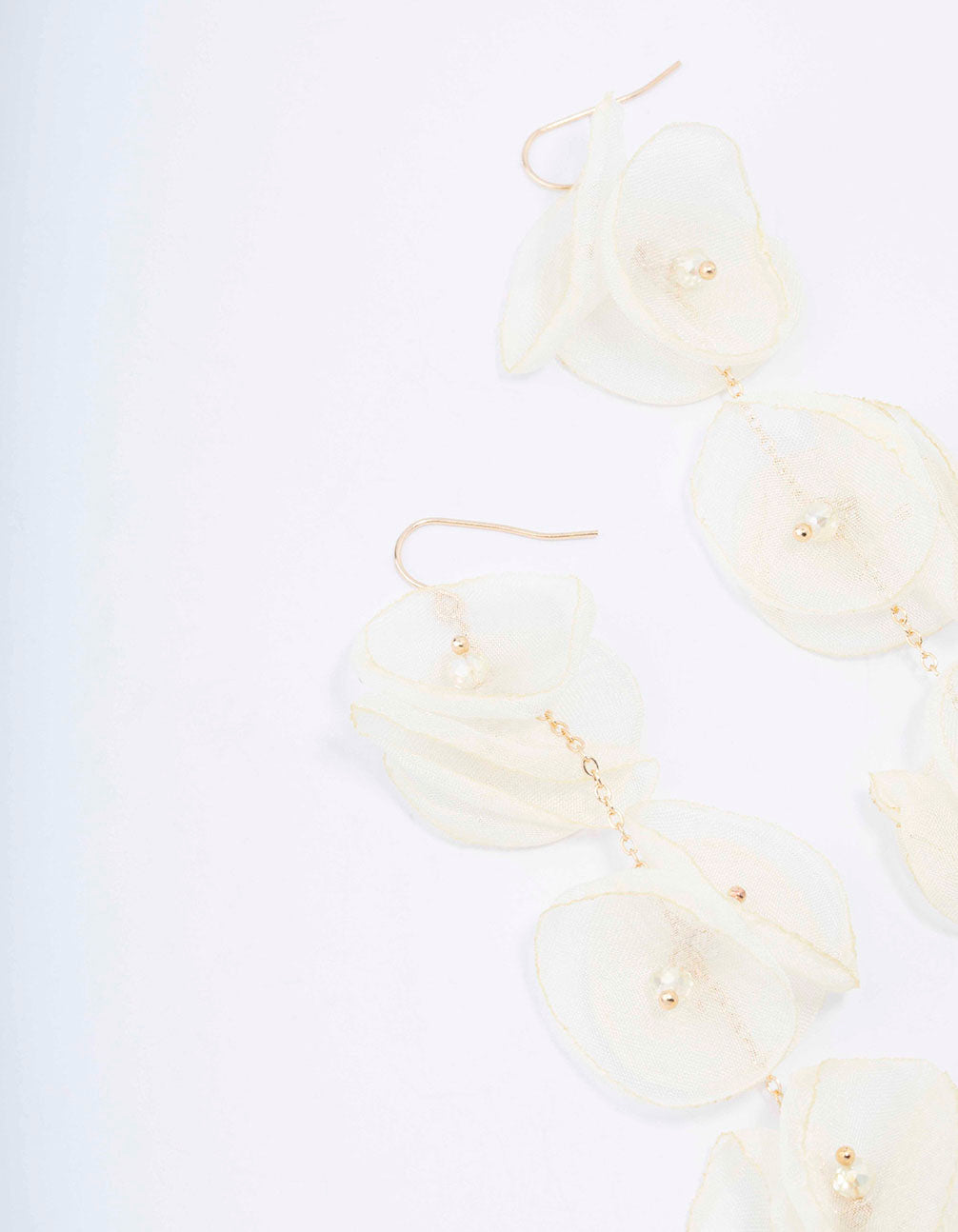 Gold & Cream Petal Drop Earrings