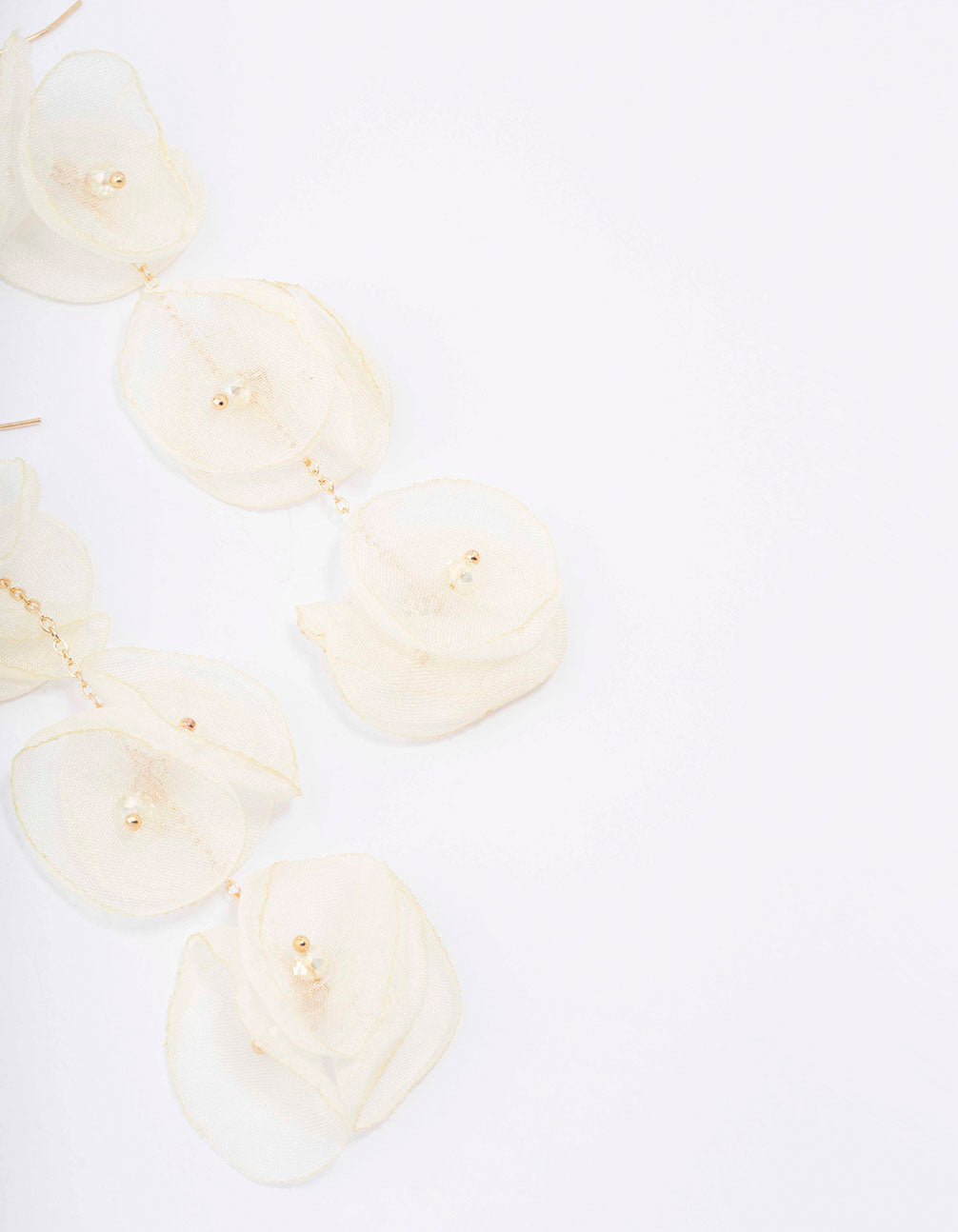 Gold & Cream Petal Drop Earrings