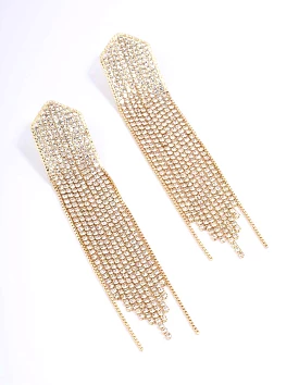 Gold Multi Chain Pointed Drop Earrings