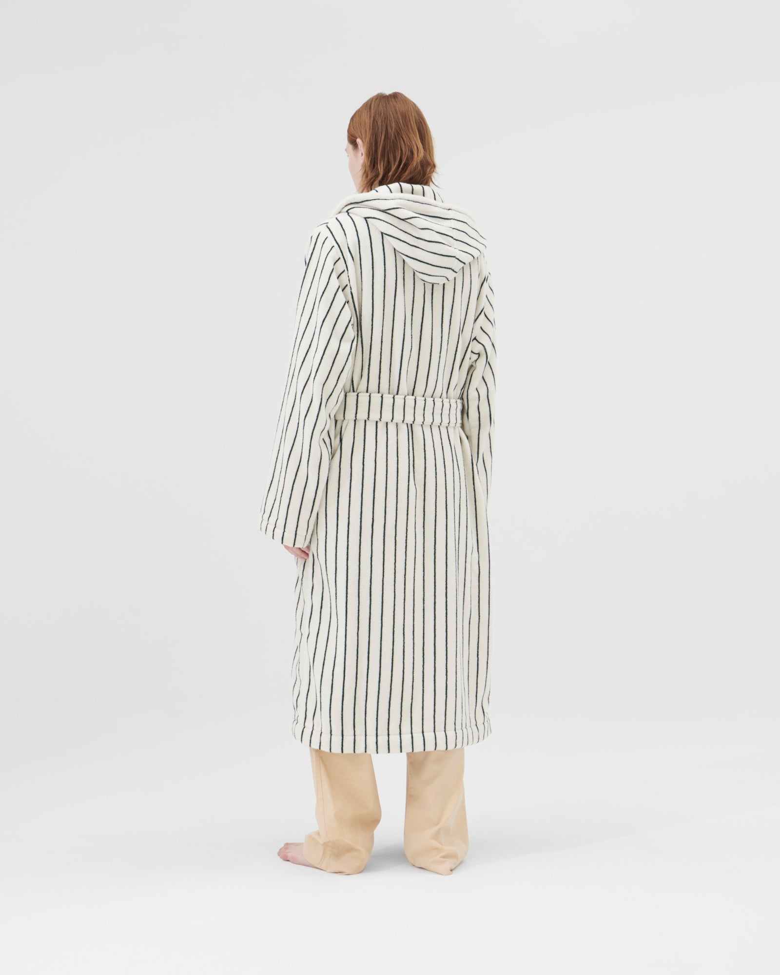 Hooded Bathrobe in Racing Green Stripes