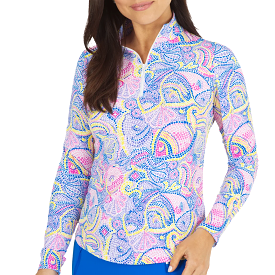 IBKUL Mock Long Sleeve Mariel Blue Multi