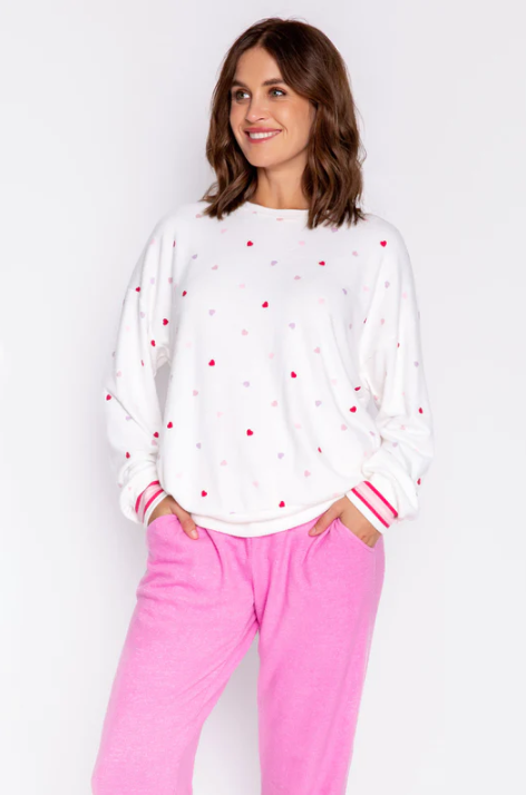 Ivory Feelin' Loved Mini Hearts Sweatshirt