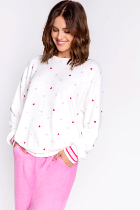 Ivory Feelin' Loved Mini Hearts Sweatshirt