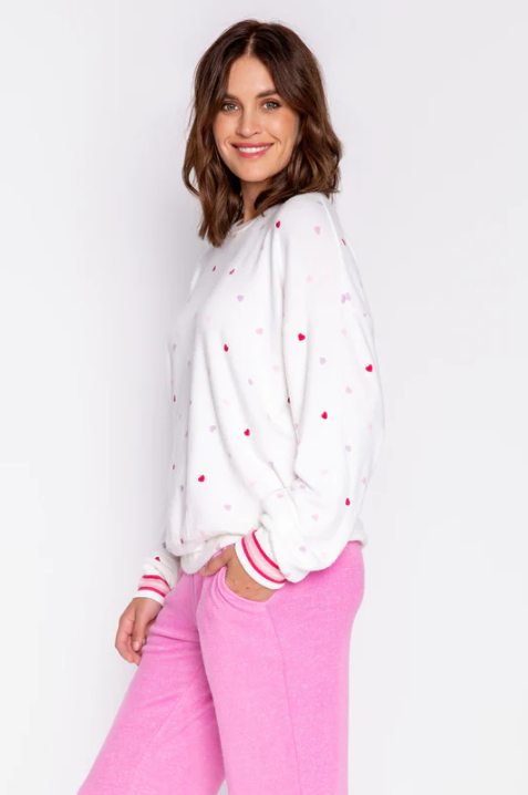 Ivory Feelin' Loved Mini Hearts Sweatshirt