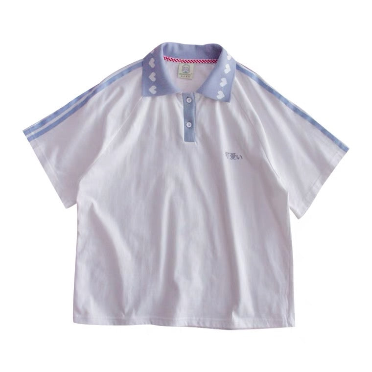 JAPANESE CUTE HEART JK POLO BESTIE SHIRT BY50078