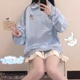 JAPANESE CUTE KUROMI SOFTGIRL POLO SWEATSHIRT BY90012