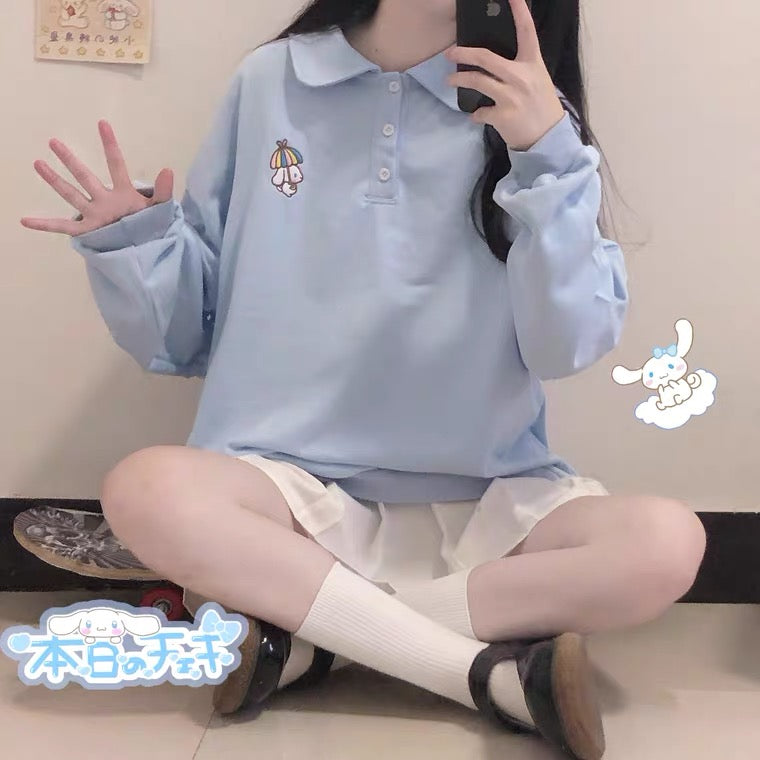 JAPANESE CUTE KUROMI SOFTGIRL POLO SWEATSHIRT BY90012