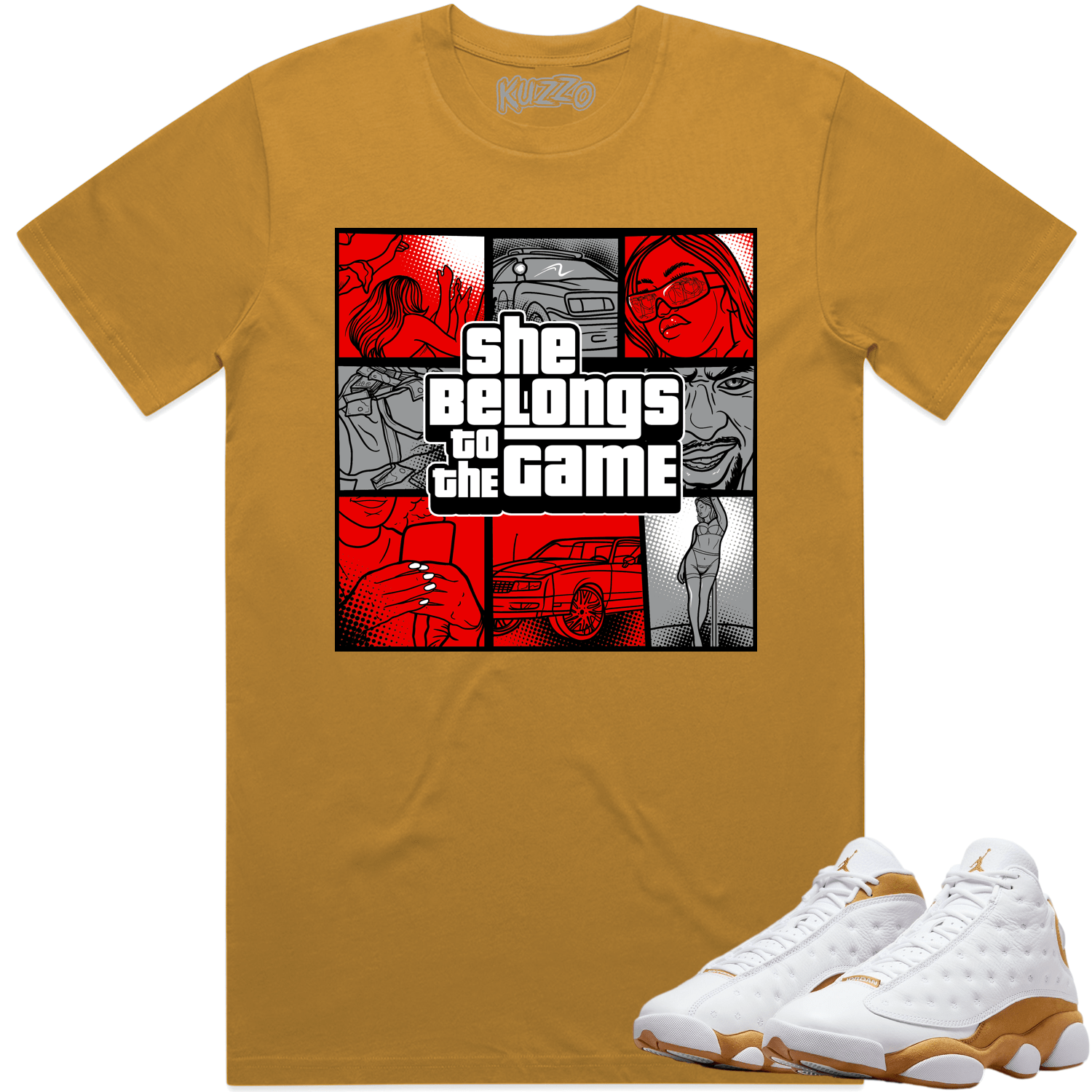 Jordan 13 Wheat 13s Shirt to Match - RED BELONGS TO THE GAME