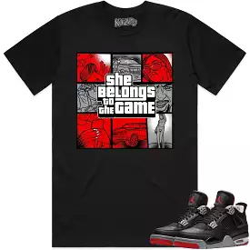 Jordan 4 Bred Reimagined 4s Shirt to Match - RED BELONGS TO THE GAME