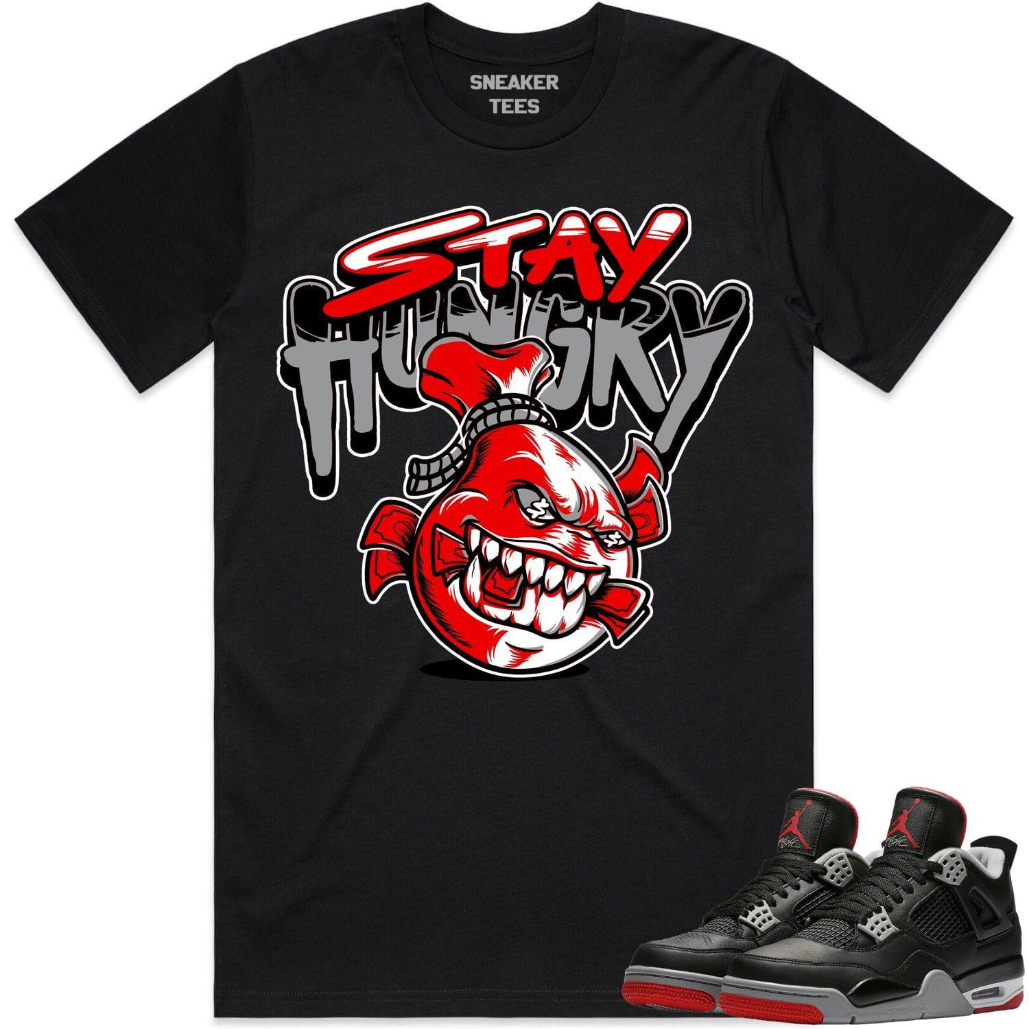 Jordan 4 Bred Reimagined 4s Shirt to Match - RED STAY HUNGRY