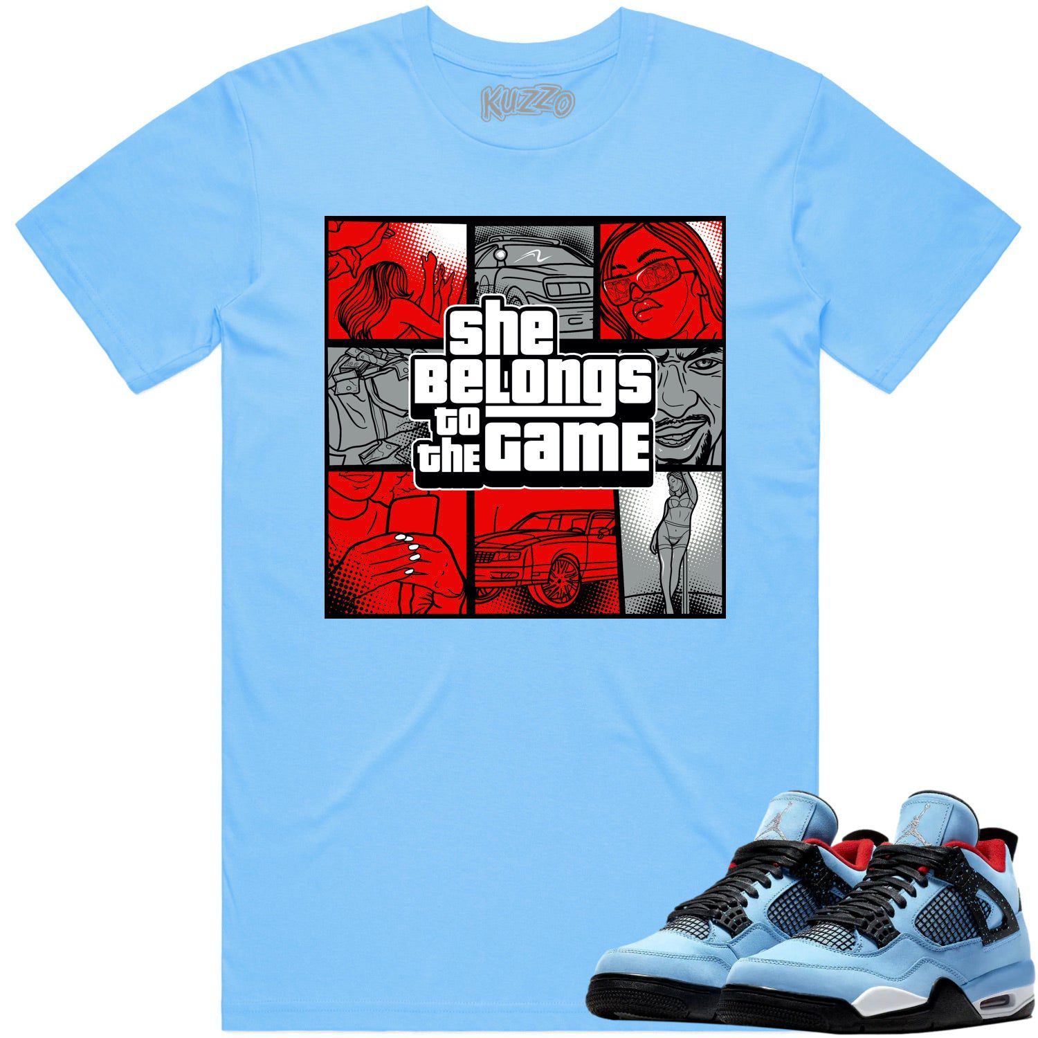 Jordan 4 Cactus Jack 4s Shirt to Match - RED BELONGS TO THE GAME