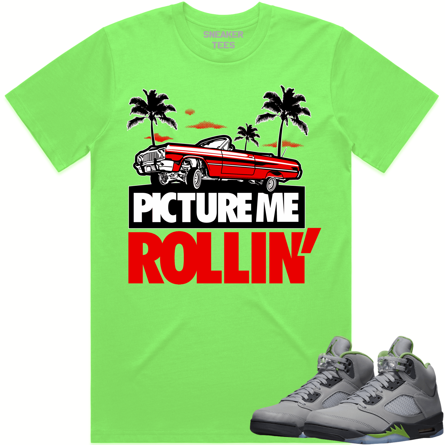 Jordan 5 Green Bean 5s Shirt to Match - RED PMR