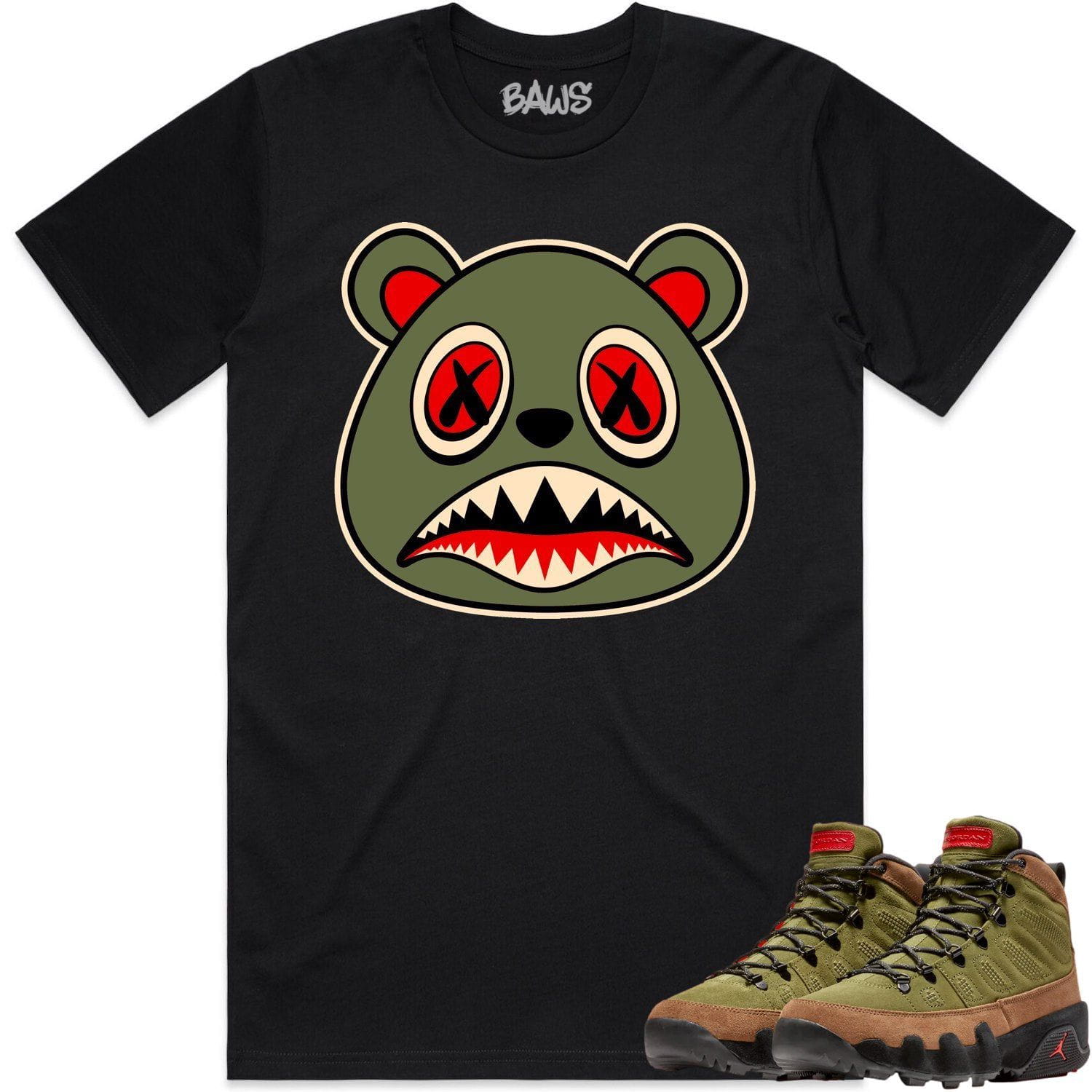 Jordan 9 Beef Broccoli 9s Shirt to Match - OLIVE BAWS BEAR