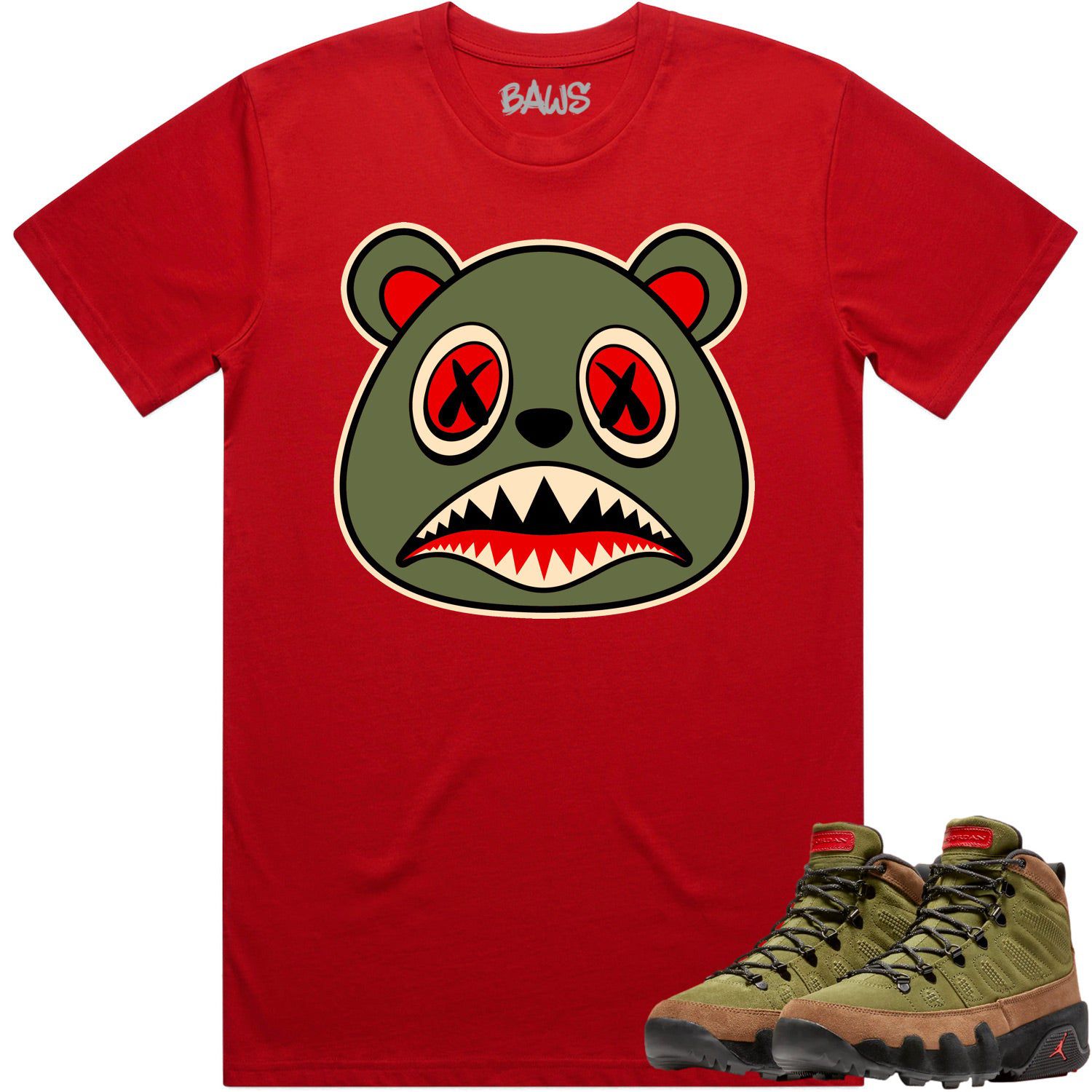 Jordan 9 Beef Broccoli 9s Shirt to Match - OLIVE BAWS BEAR