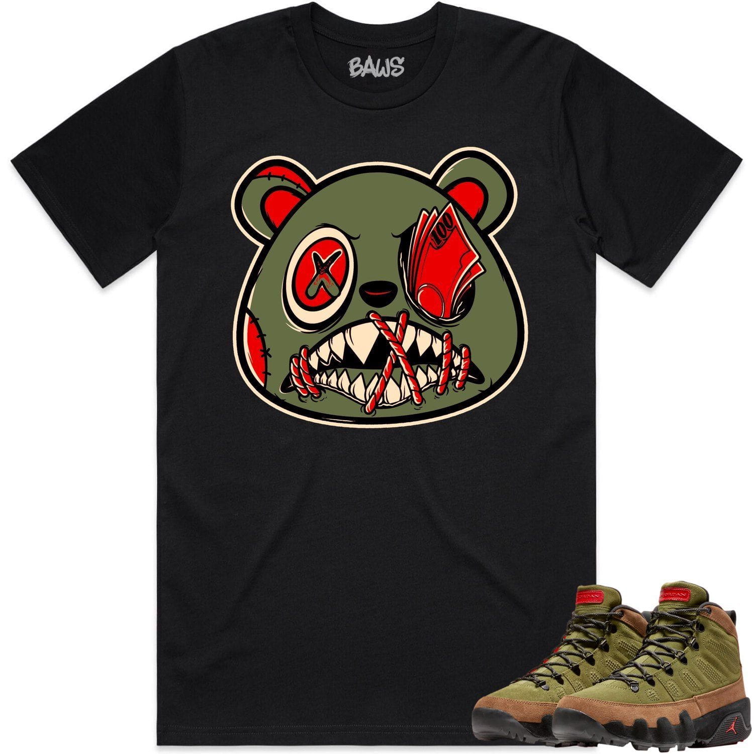 Jordan 9 Beef Broccoli 9s Shirt to Match - OLIVE MONEY TALKS BAWS