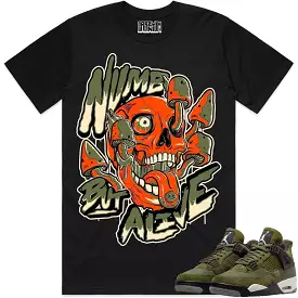 Jordan Retro 4 Olive 4s Shirt to Match - CELADON NUMB ALIVE