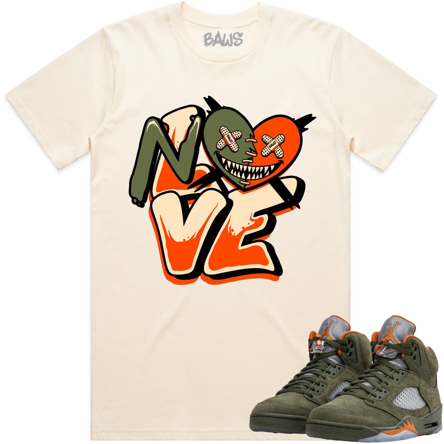 Jordan Retro 5 Olive 5s Shirt to Match - CELADON NO LOVE BAWS