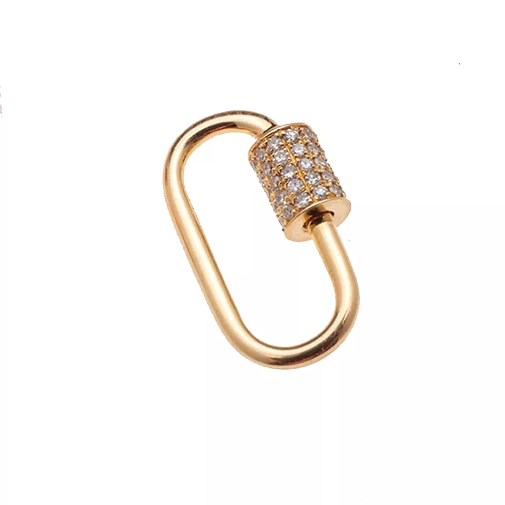 Large Gold Carabiner Charm Enhancer with DIamonds