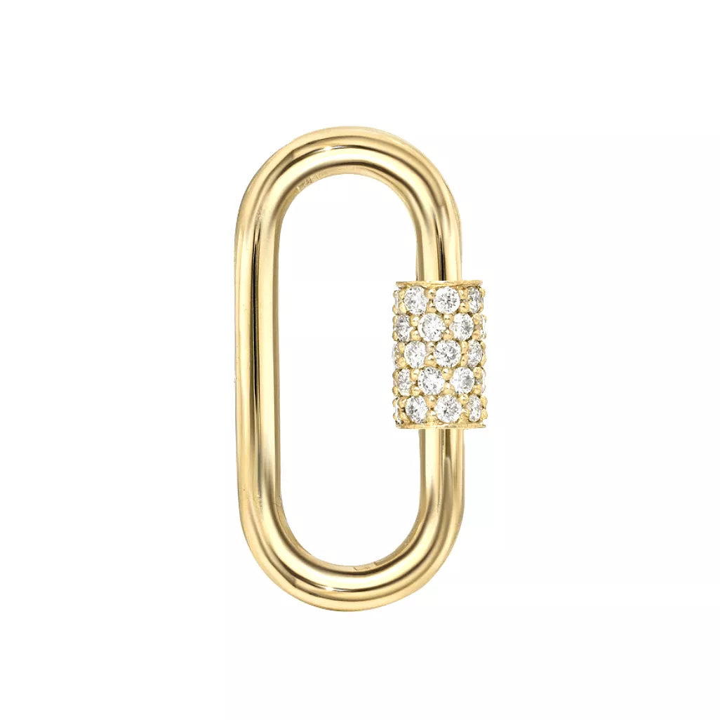 Large Gold Carabiner Charm Enhancer with DIamonds