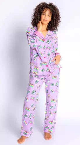 Lavender Mix Tape Flannel PJ Set