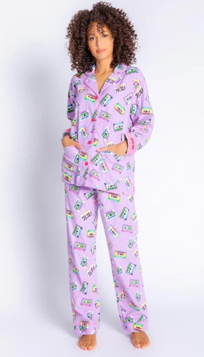 Lavender Mix Tape Flannel PJ Set