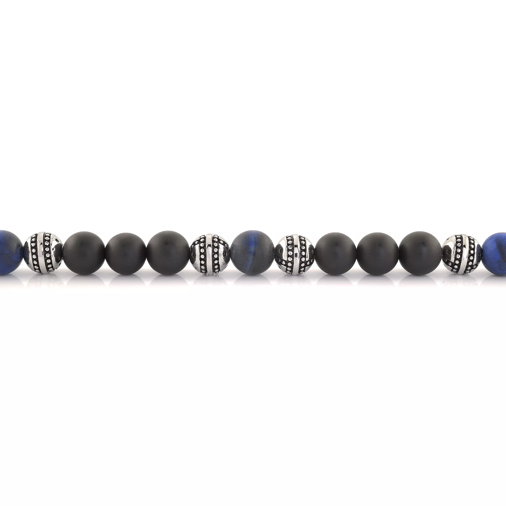 Matte Blue and Black Steel Beaded Clasp Bracelet