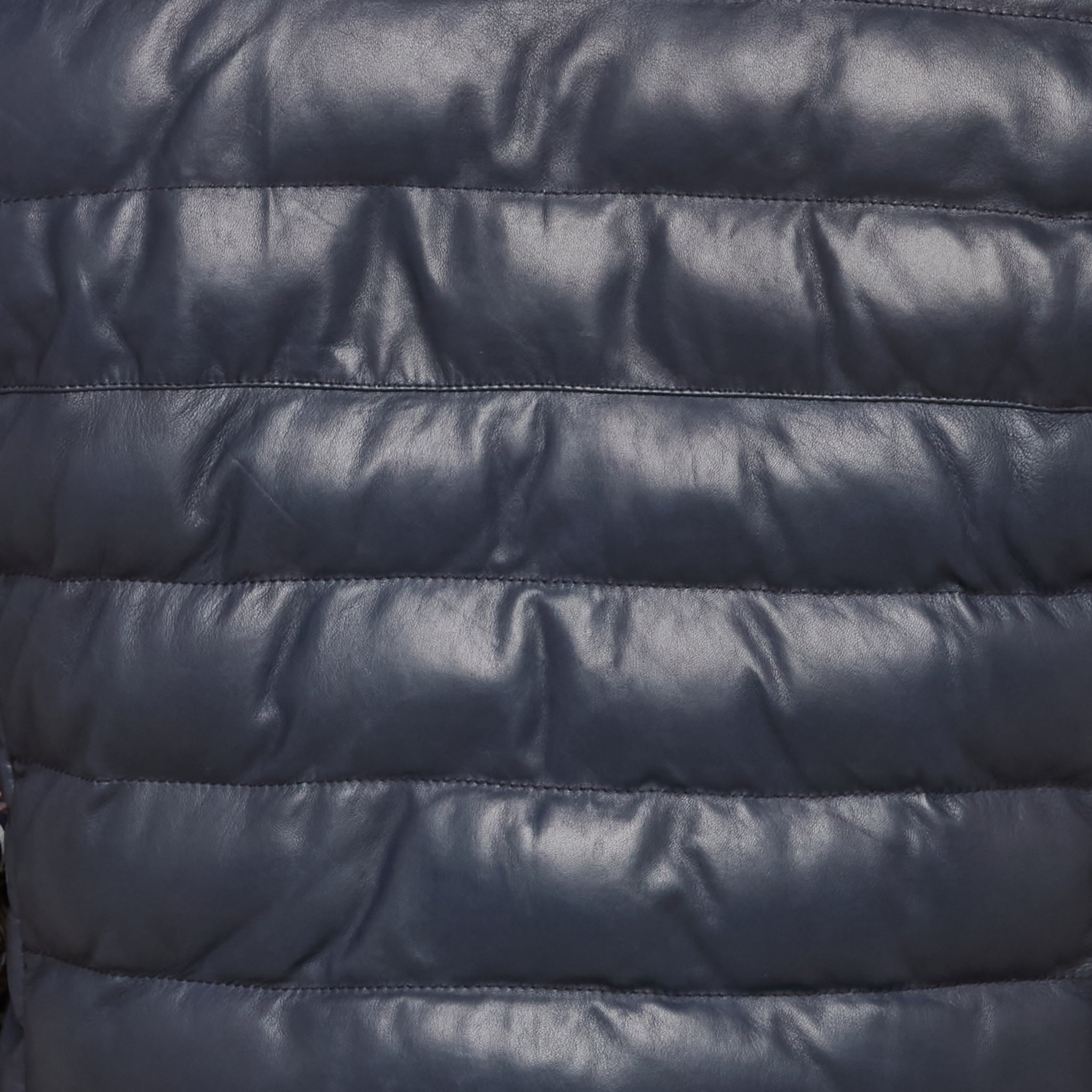 Men's Leather Puffer Vest :: Navy