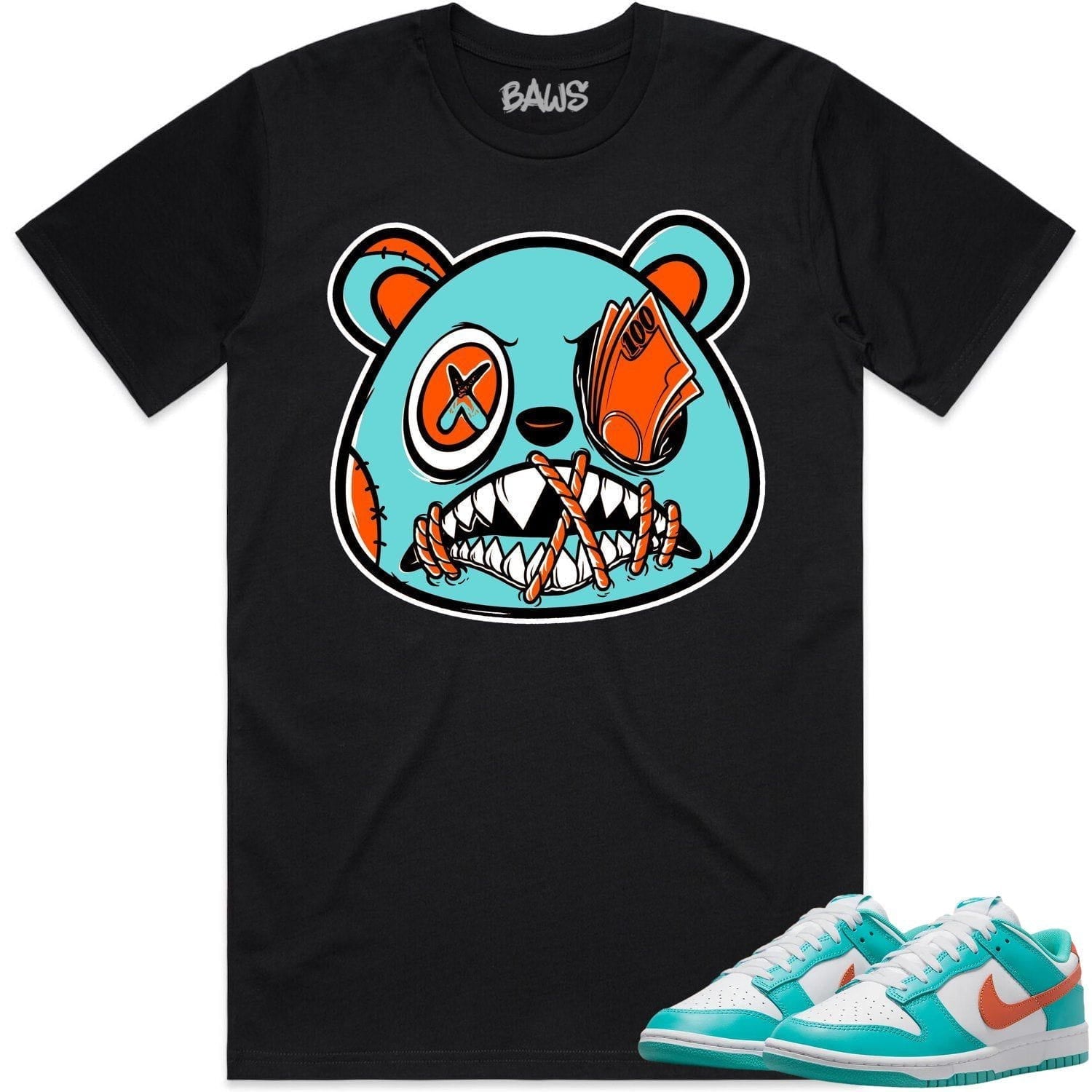 Miami Dunks Dolphins Shirt to Match - MIAMI MONEY TALKS BAWS