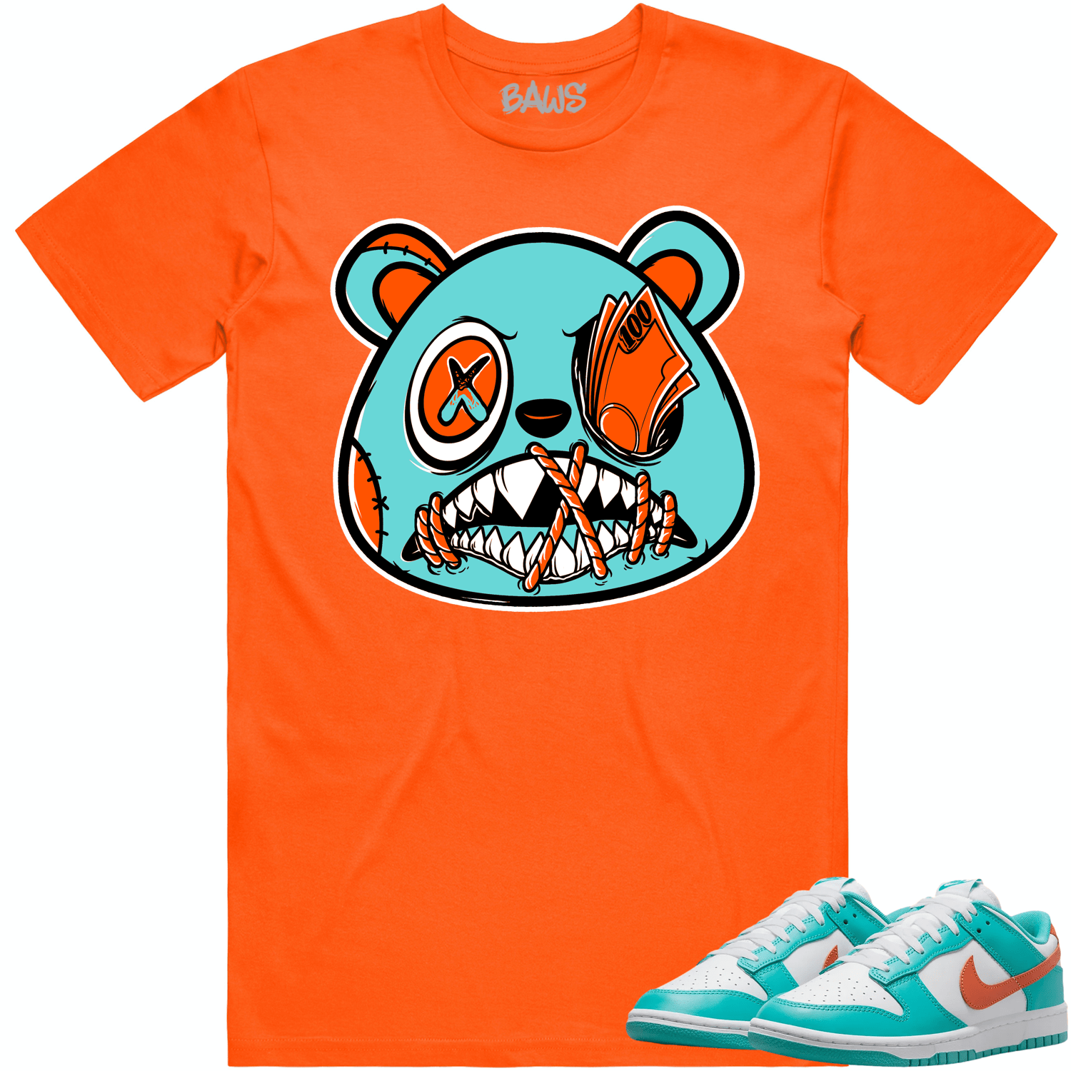 Miami Dunks Dolphins Shirt to Match - MIAMI MONEY TALKS BAWS