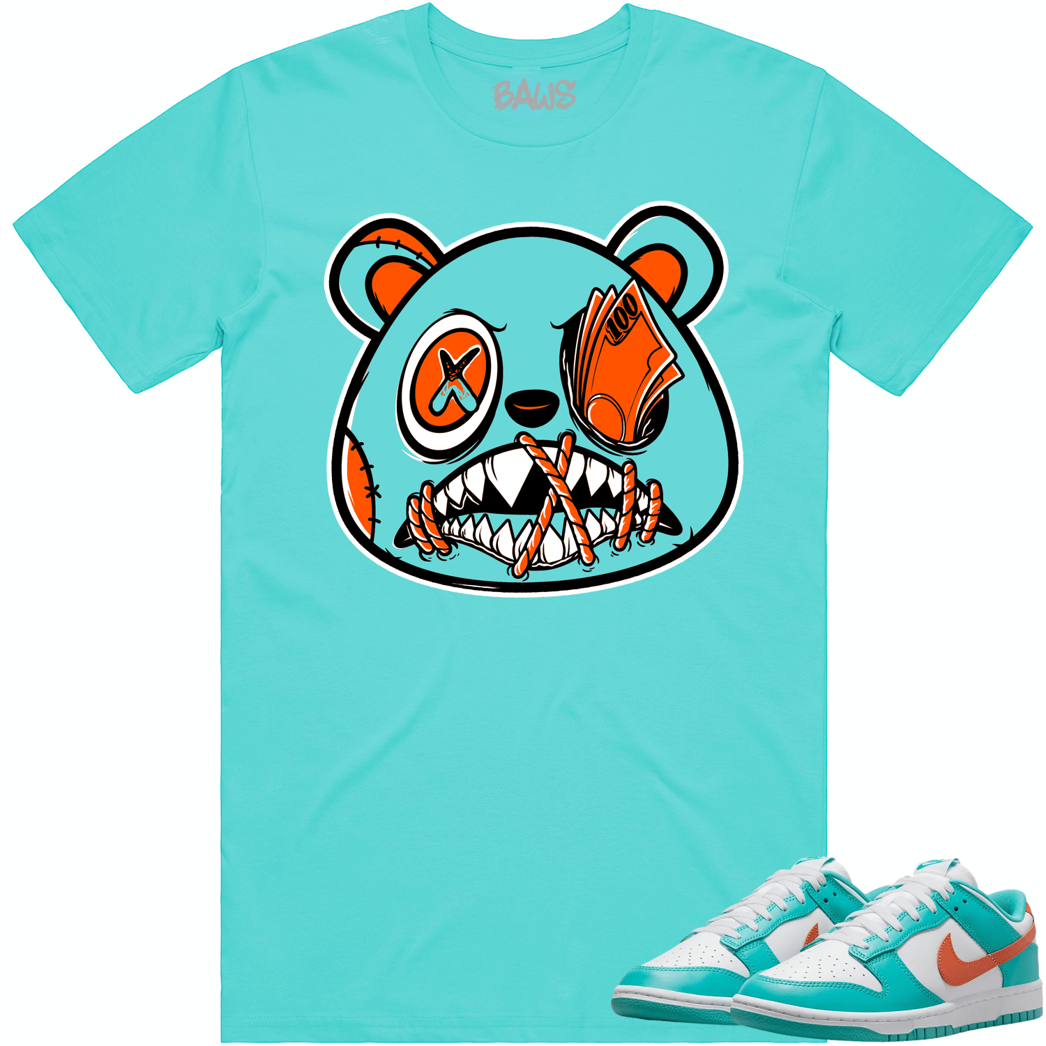 Miami Dunks Dolphins Shirt to Match - MIAMI MONEY TALKS BAWS