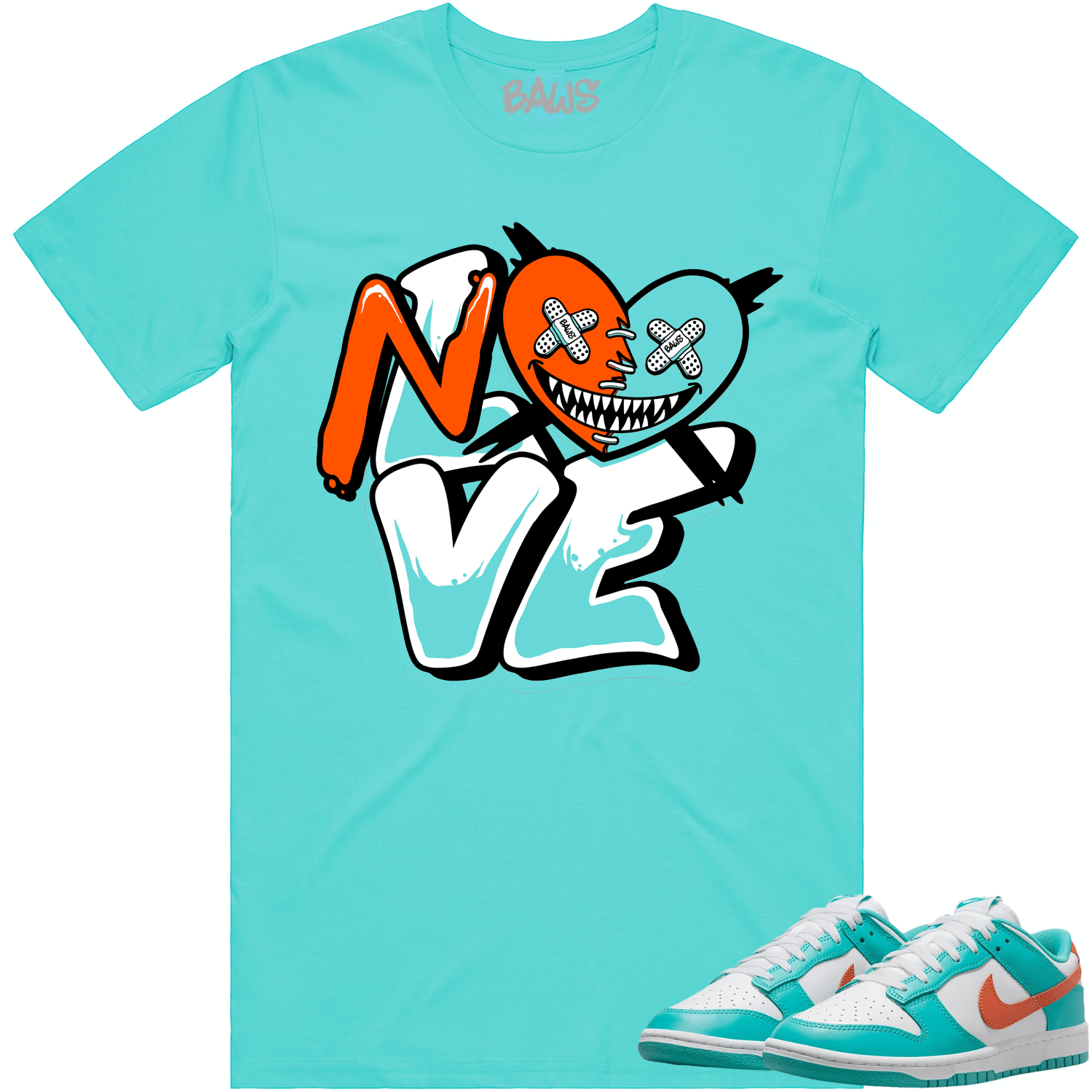 Miami Dunks Dolphins Shirt to Match - MIAMI NO LOVE BAWS