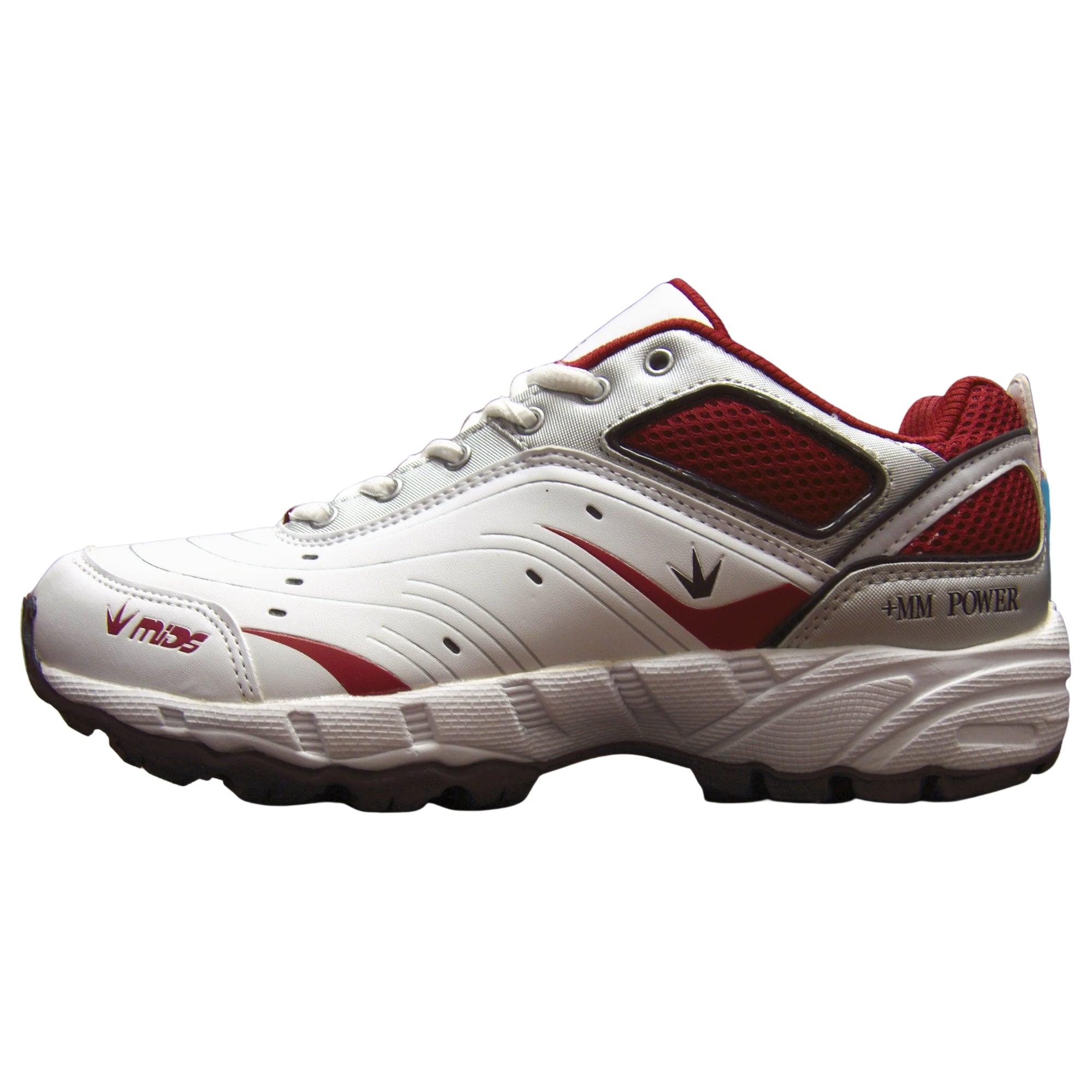 Mids Cricket Shoes Model +MM Power - White/Gray/Red