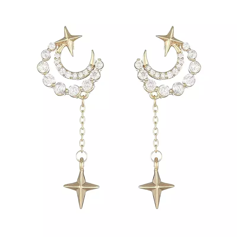 Moon Diamonds Crosses Earrings