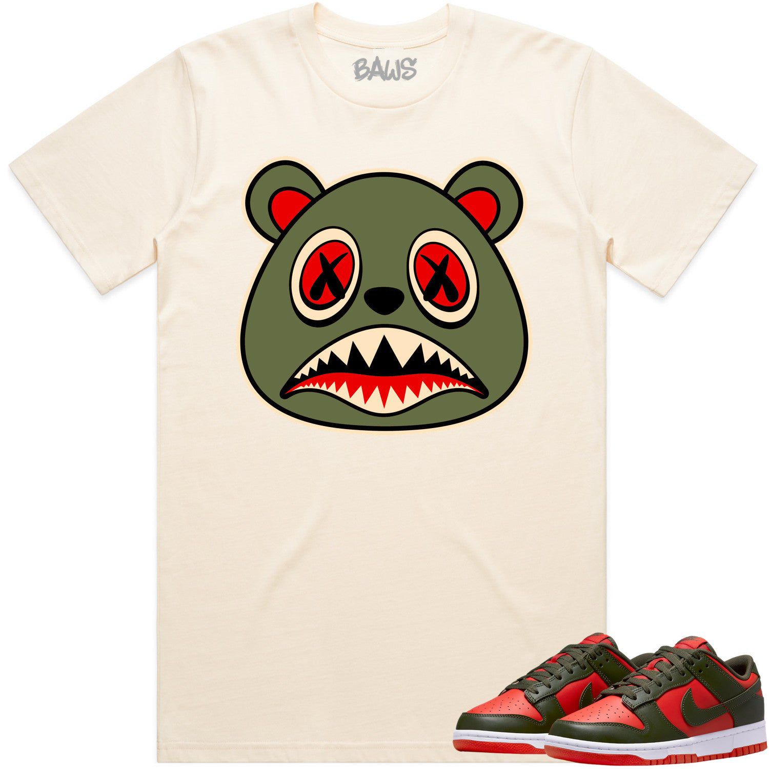 Mystic Red Dunks Shirt to Match - OLIVE BAWS BEAR