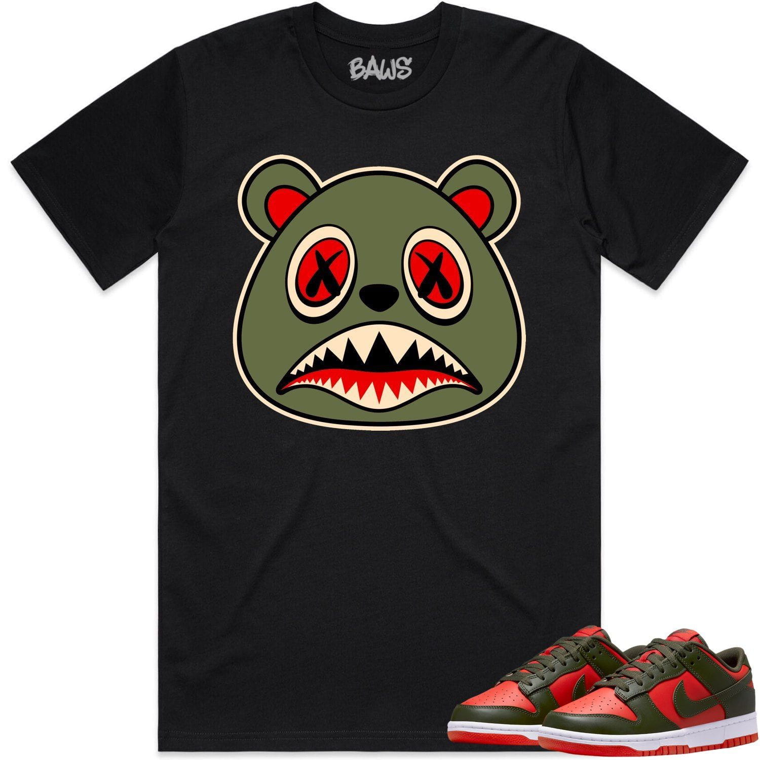 Mystic Red Dunks Shirt to Match - OLIVE BAWS BEAR