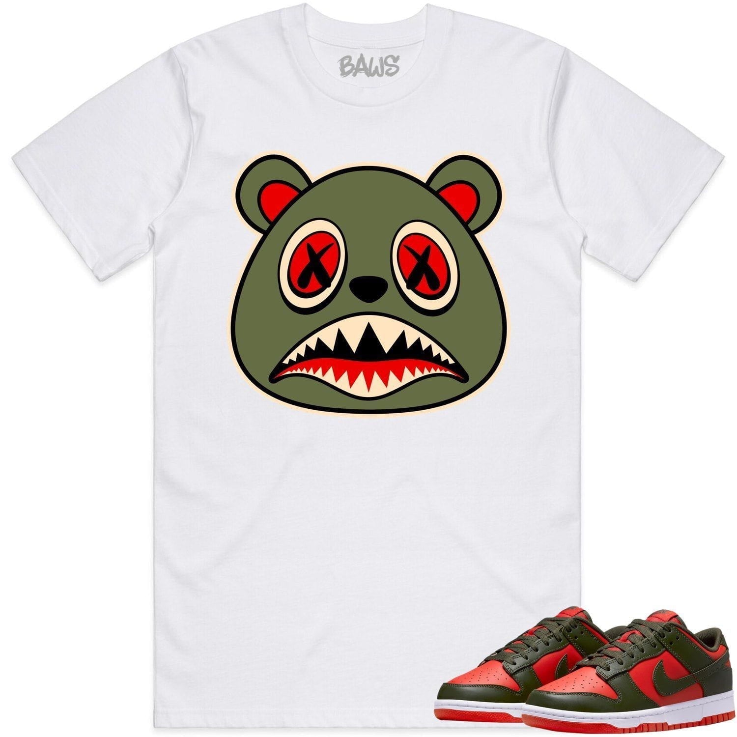 Mystic Red Dunks Shirt to Match - OLIVE BAWS BEAR