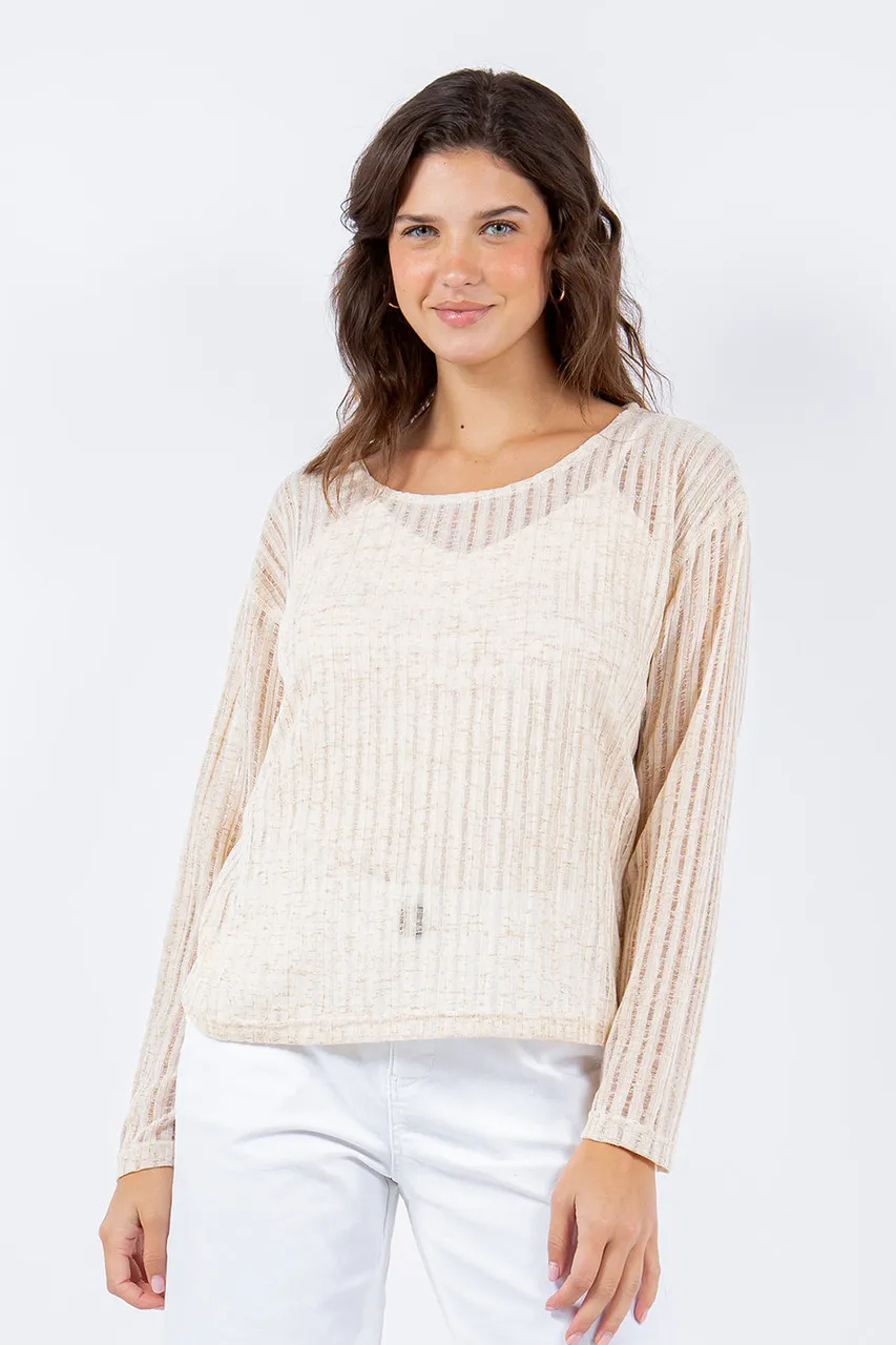 Paparazzi Beige Slub Layering Tee