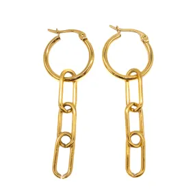 Paperclip Chain Gold Hoop Earrings