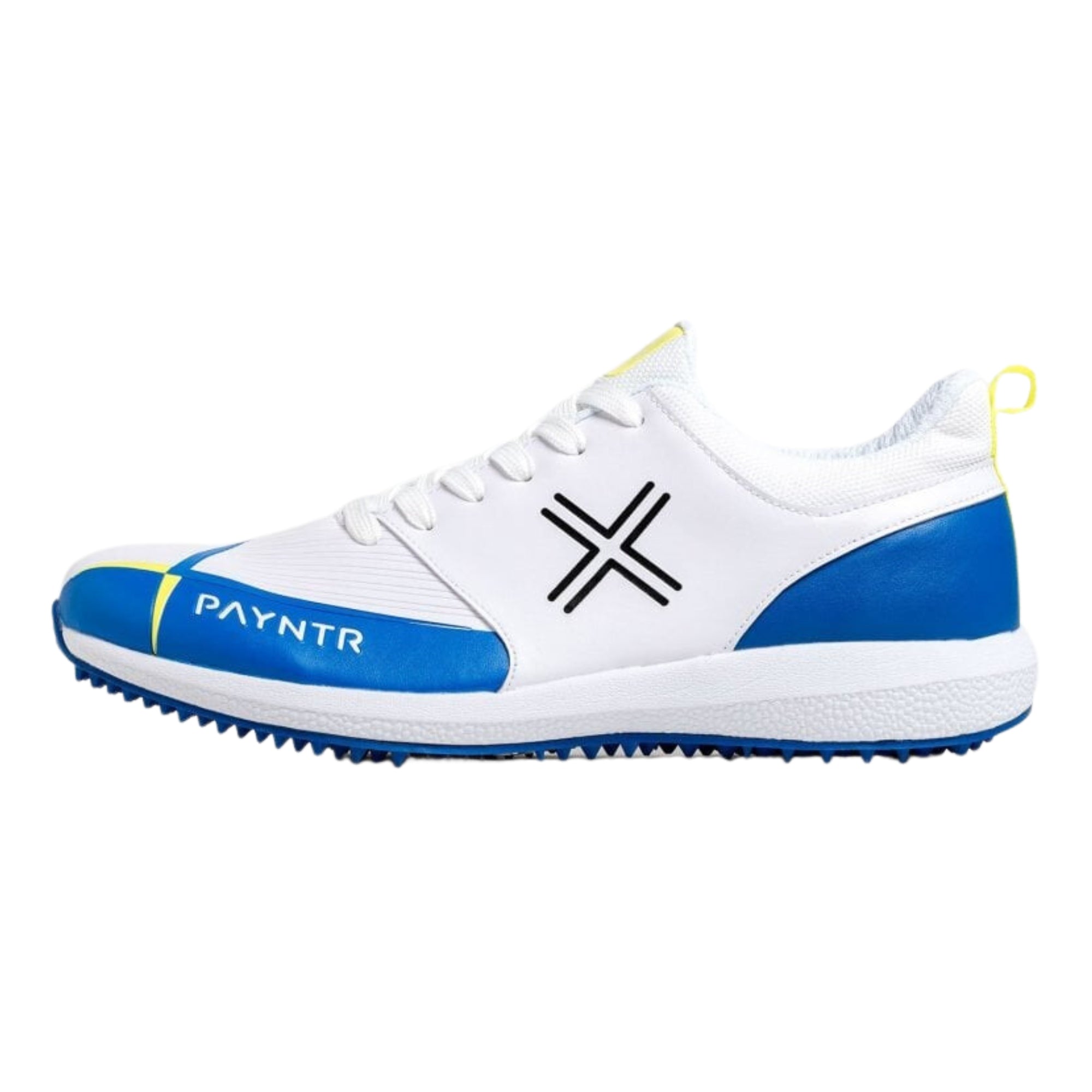 Payntr Cricket Shoes, Model V Pimple - White/Blue All Rounder Cricket Shoes