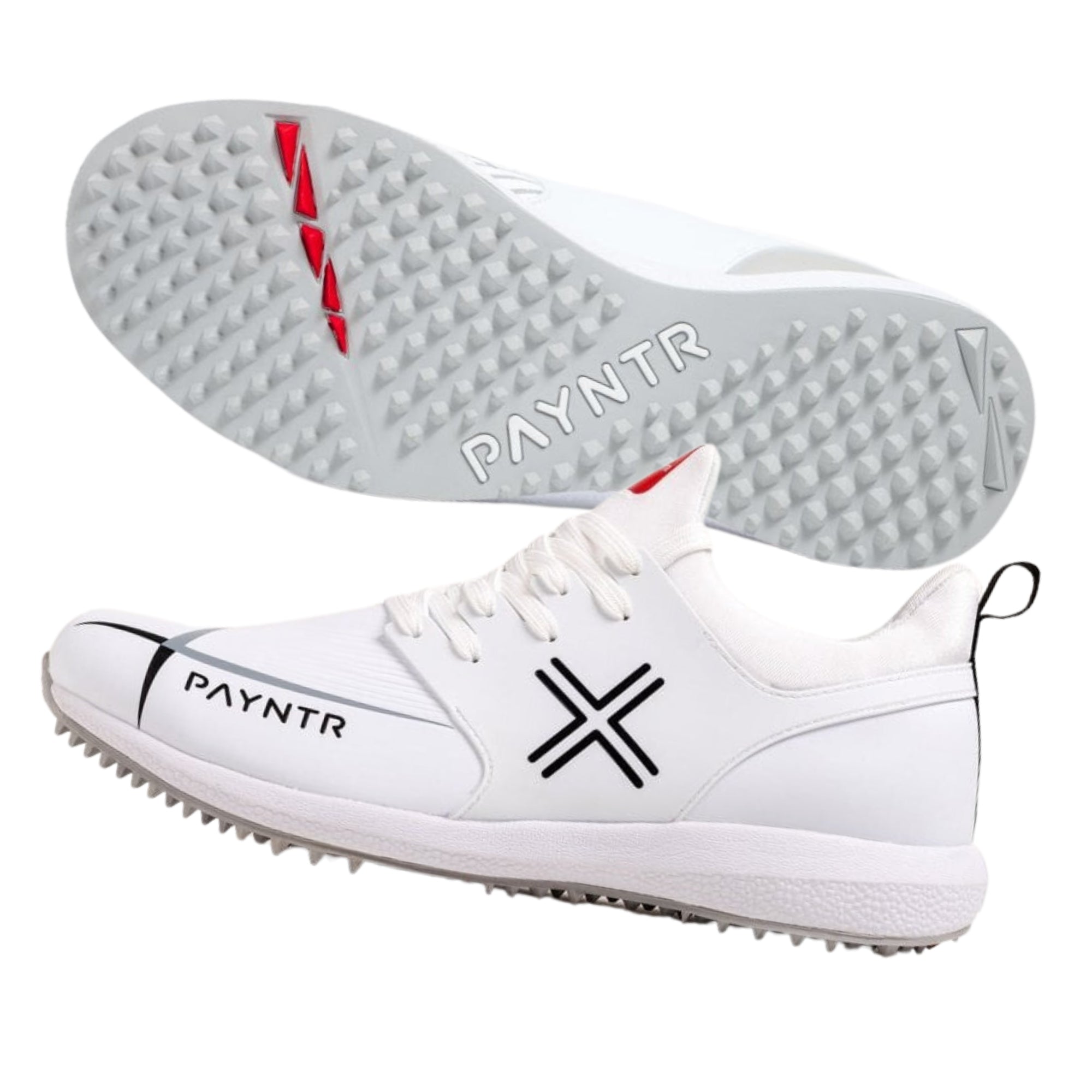 Payntr Cricket Shoes, Model X MK3 Pimple - All White All Rounder Cricket Shoes