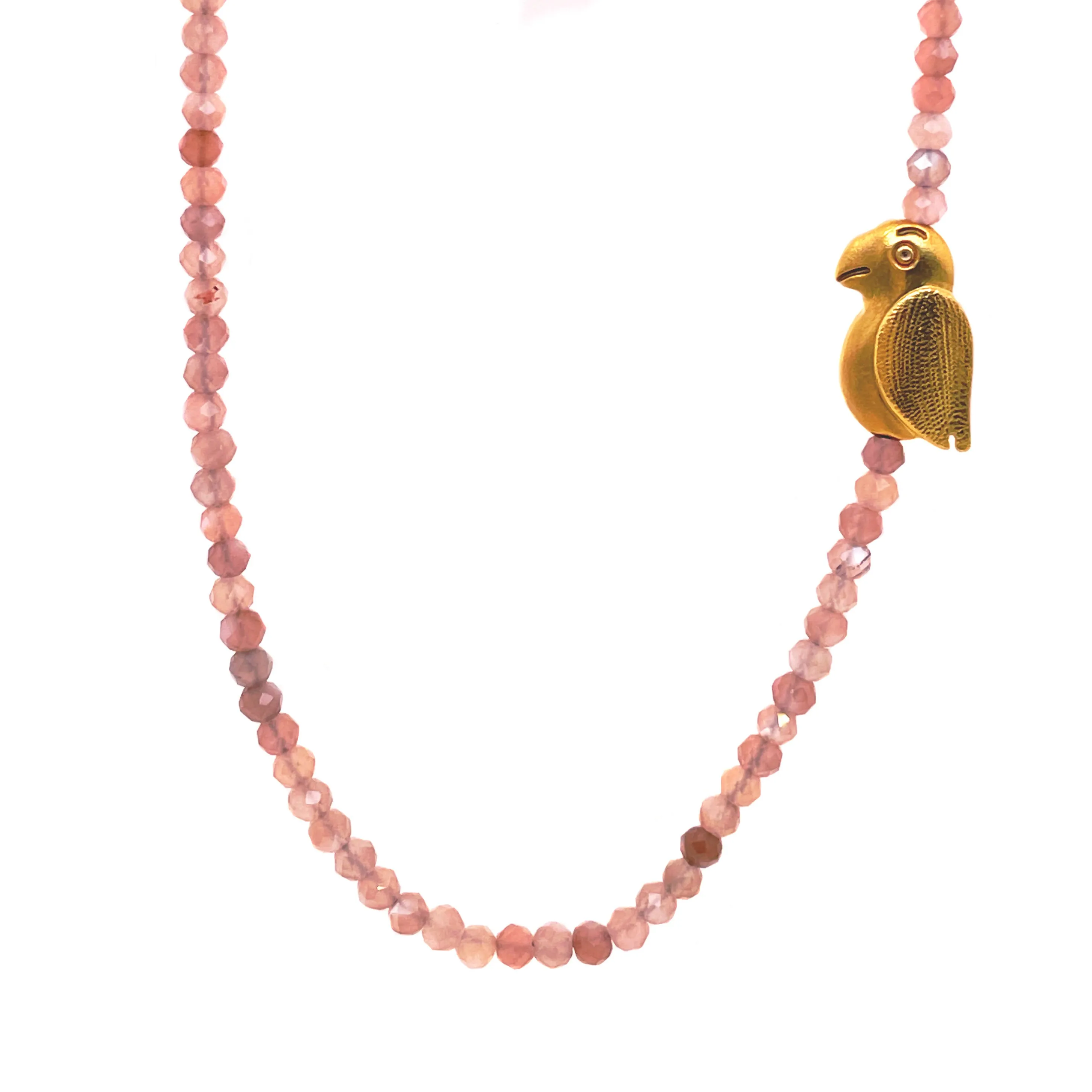 Peach Moonstone “Parrot” Bead Necklace