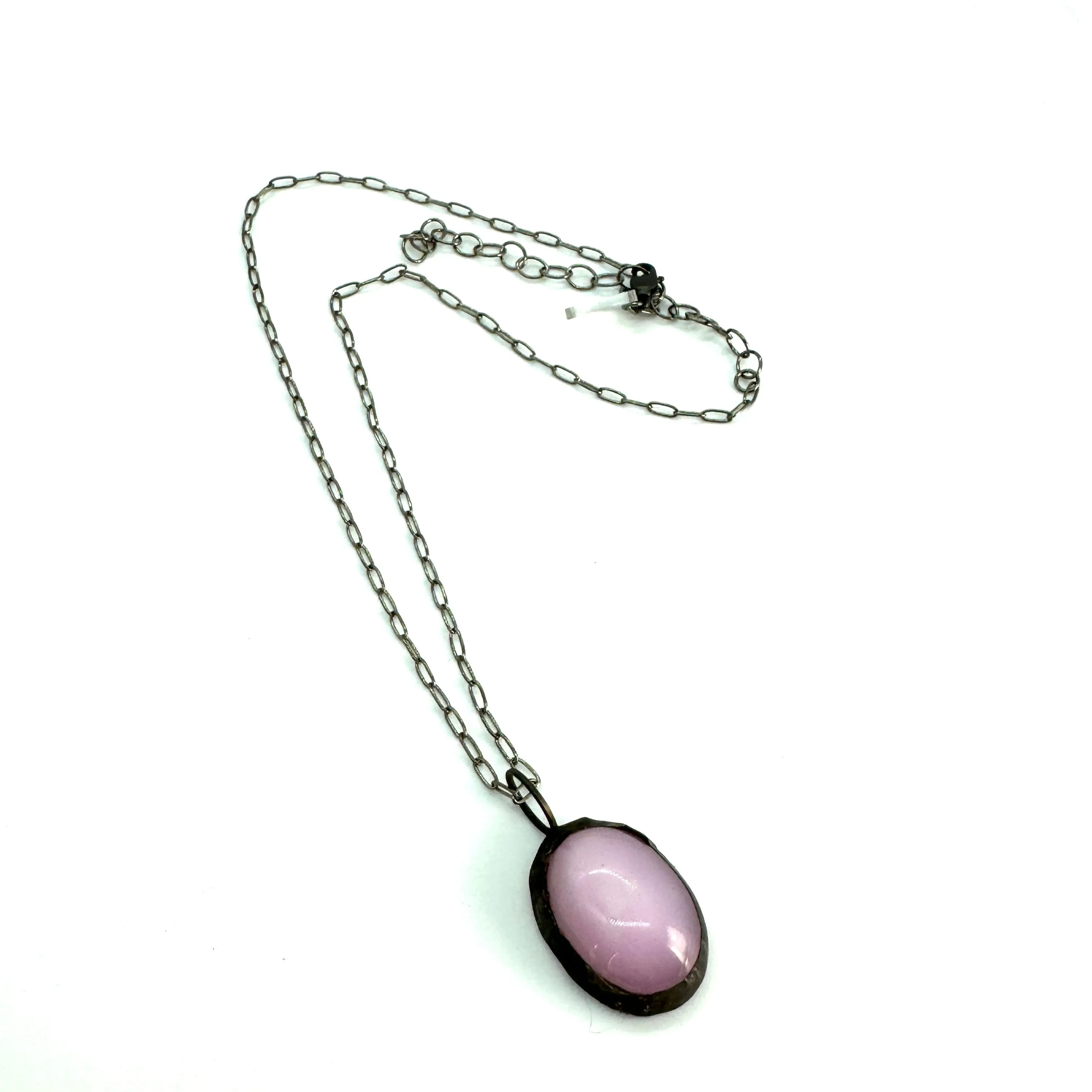 Petal Pink Oval Moonglow Layering Necklace