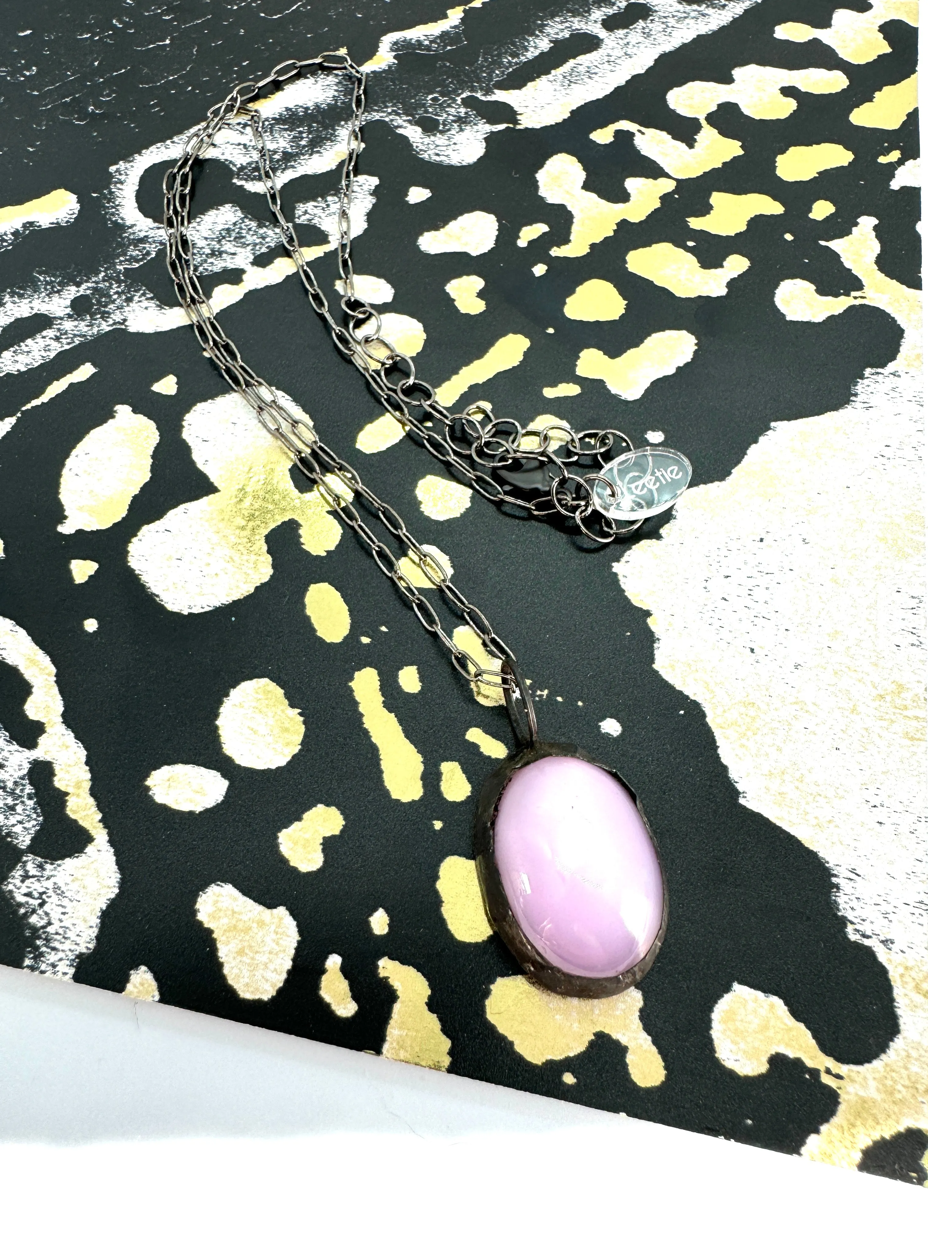 Petal Pink Oval Moonglow Layering Necklace