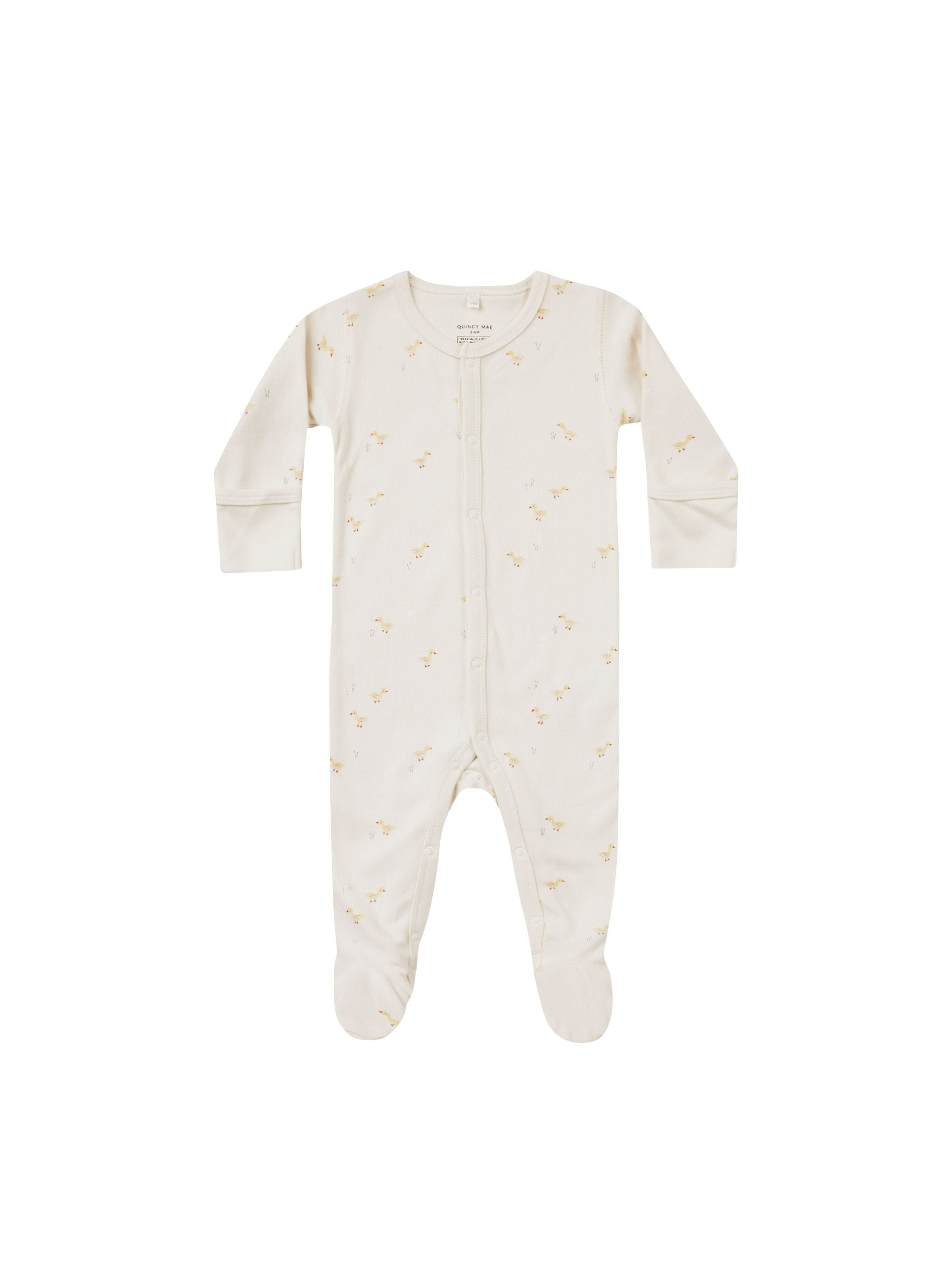 Quincy Mae - Ivory Ducks Full Snap Footies