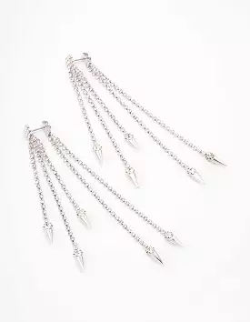 Rhodium Tassel Cupchain Drop Earrings