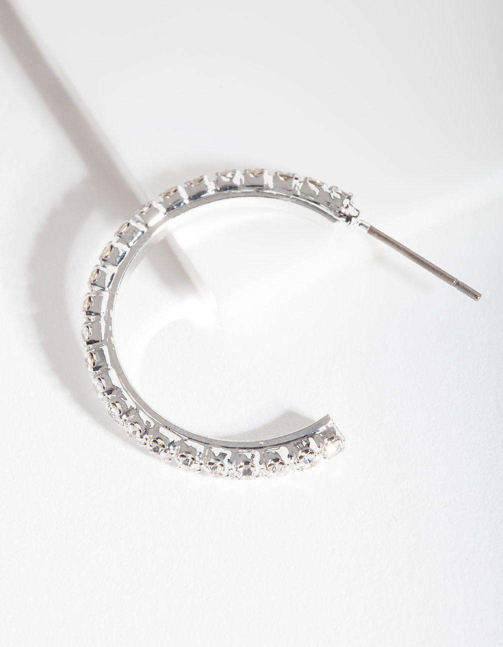 Silver Diamante Stud Hoop Earrings