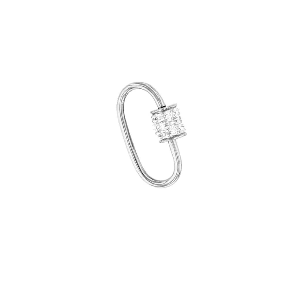 Small 14K Gold Carabiner Charm Enhancer with Diamonds