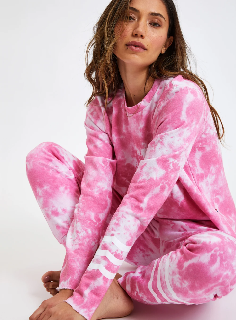 Sol Angeles passion pink marble pullover sweatshirt